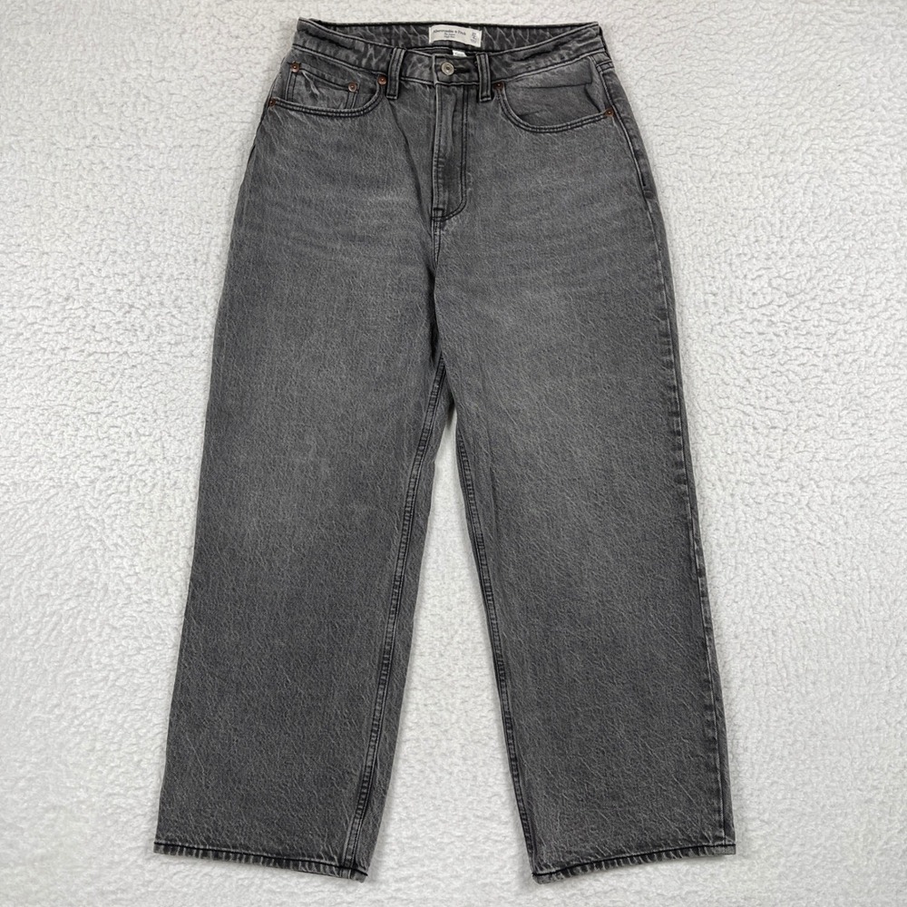 Abercrombie & Fitch Loose High Rise Jeans Womens 27/4 XS Grey Curve Love Baggy
